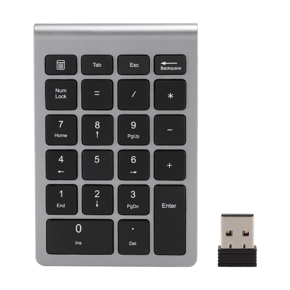 Kuuleyn RF304 22 Keys Number Pads,Numeric Keypad USB 2.4G Mini Keyboard with Receiver for Laptop,PC,Desktop,Notebook (Iron Grey)
