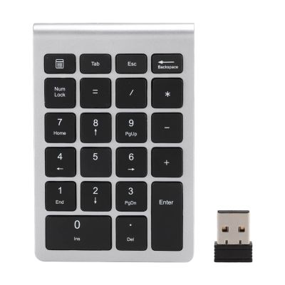 Kuuleyn RF304 22 Keys Number Pads,Numeric Keypad USB 2.4G Mini Keyboard with Receiver for Laptop,PC,Desktop,Notebook (Silver Black Color)