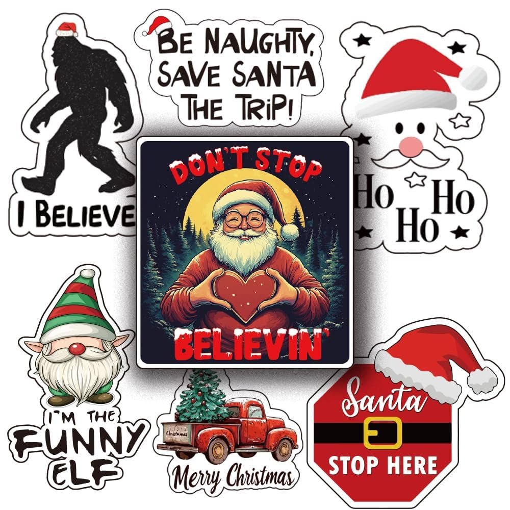 1step2dream Funny Christmas Quote Stickers | Stocking Stuffers for Gifts & Christmas Party Favors | Bookish Stickers Waterproof Vinyl Decals, Laptops, Cookie Bags