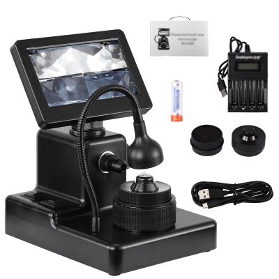 4.3Inch LCD Digital Microscope, Digital Diamond Girdle Viewer,Digital Microscope, Diamond Girdle Viewer, 50-1000X Magnification, Accurate Identification, for Jewelry