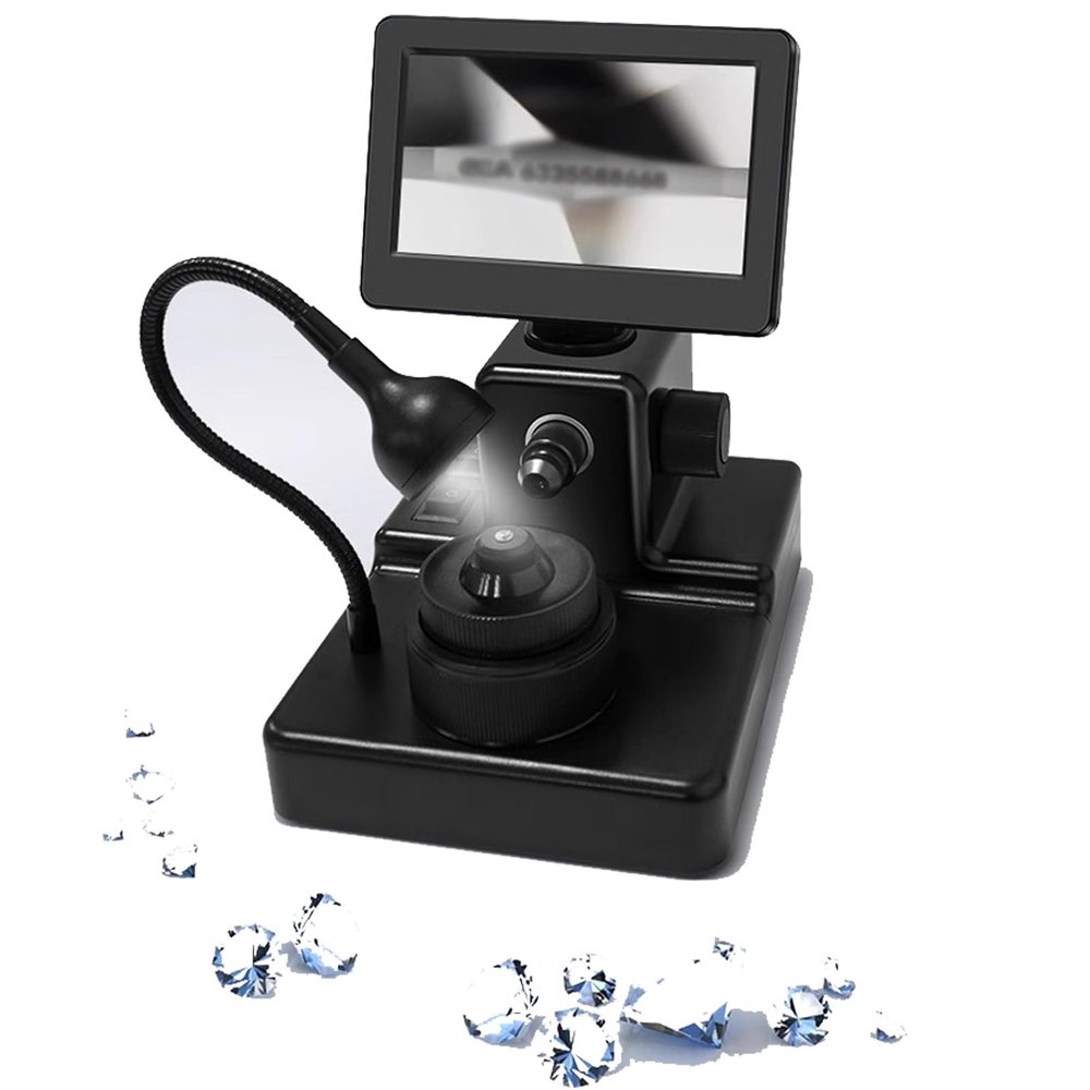 4.3Inch LCD Digital Microscope, Digital Diamond Girdle Viewer, 50-1000X Magnification, Biological Microscope Kit, Accurate Identification
