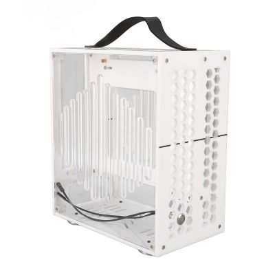 23x20.5x12cm Miniature ITX PC Case, Clear Arcylic PC Case Portable DIY Desktop Computer Case 360 Degree Open Hollow Airflow Case, Miniature ITX Desktop Computer Case (White)