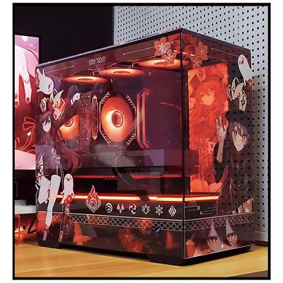 ATX Case, Computer Cases,Mid-Tower PC Gaming Case M-ATX/ITX - Front I/O USB 3.0 /Type-C Port - 270 Panoramic View Tempered Glass Panel - Includes A Themed Light Board