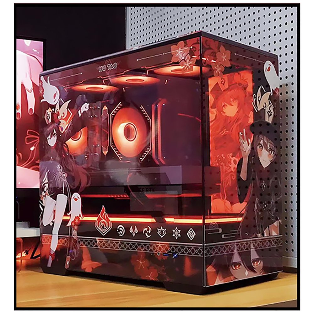 ATX Case, Computer Cases,Mid-Tower PC Gaming Case M-ATX/ITX - Front I/O USB 3.0 /Type-C Port - 270 Panoramic View Tempered Glass Panel - Includes A Themed Light Board