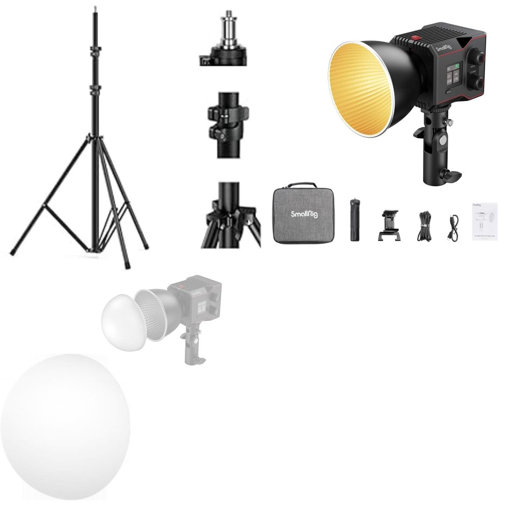 Bundle: SmallRig Photography Light Stand with RC 60B COB Video Light and Silicone Diffuser