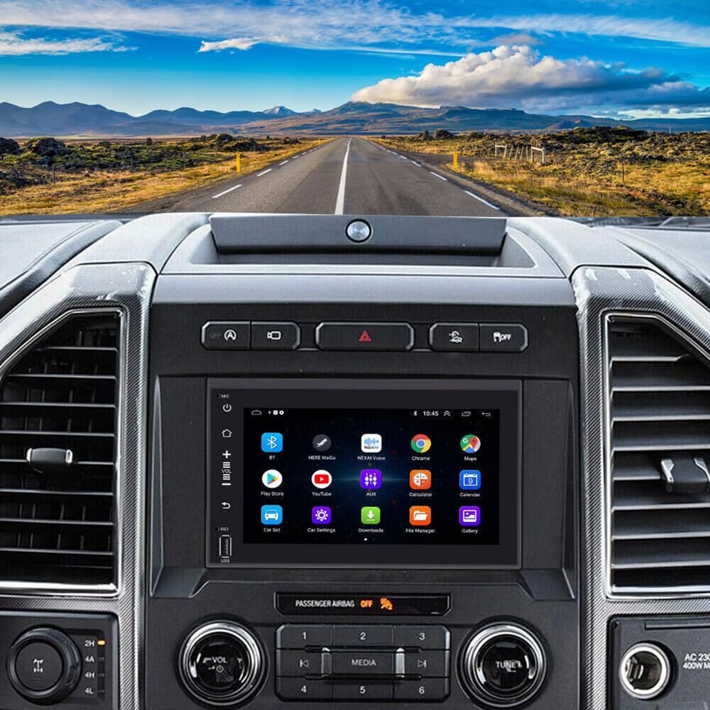 Slakerbe Android 13 Double Din Car Stereo Compatible with F150 F250 F350 2004-2014, 2G+32G 7" Touch Screen Car Stereo Radio with Wireless Carplay Android Auto GPS Navigation WiFi Mic Backup Camera