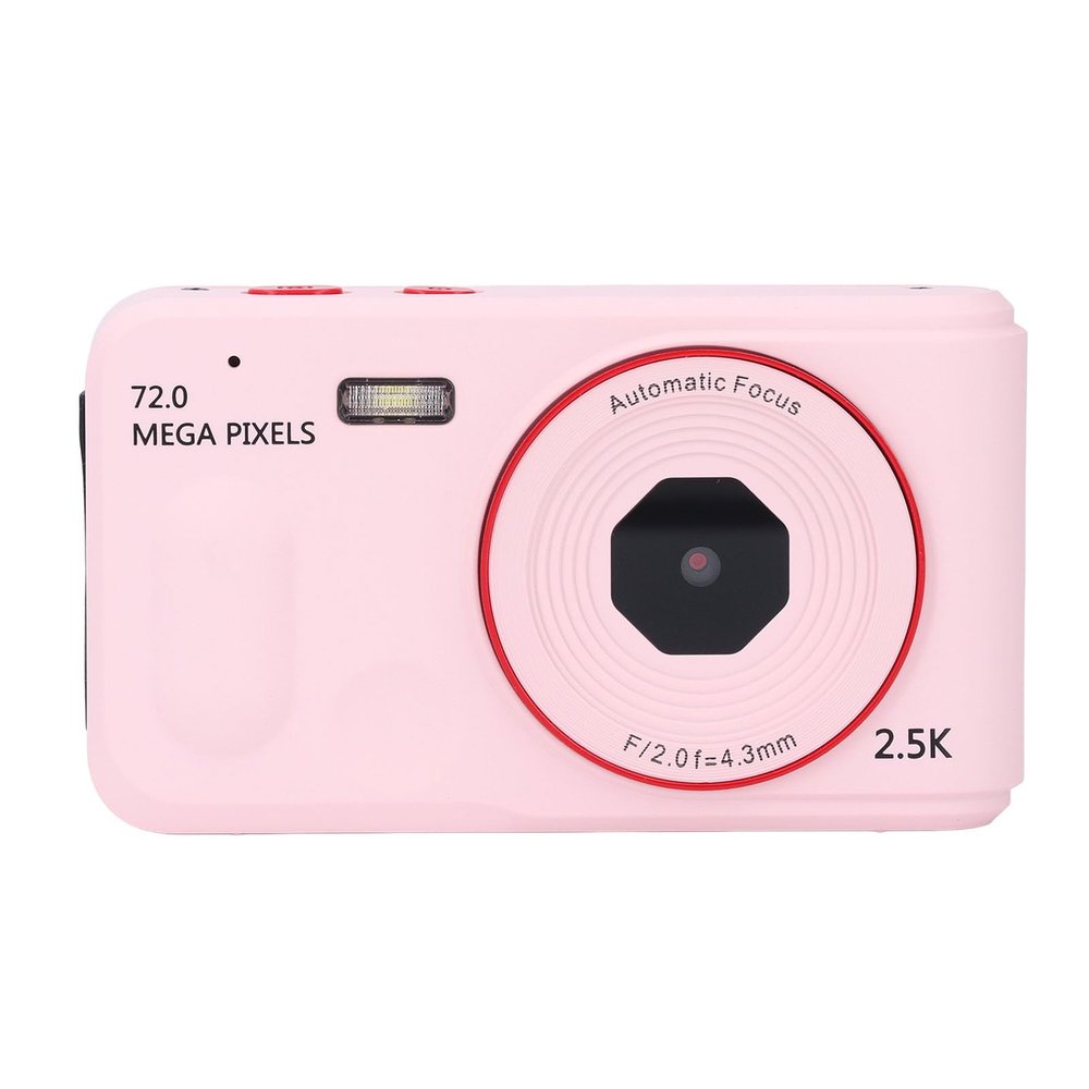2.5K HD Digital Camera, 16X Zoom Video Camcorder Auto Focus with 2.4 Inch Screen, 72MP Portable Compact Camera Anti Shake for Selfie Photography (Roseate)