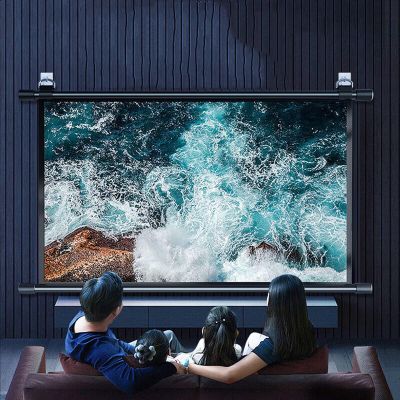 60'' HD Projection Screen, Outdoor Indoor 16:9 4:3 Projector Screen for Movie Home Backyard Theater Cinema Office Video Game, Black Wrinkle-Free Portable Projector Screen(4:3)
