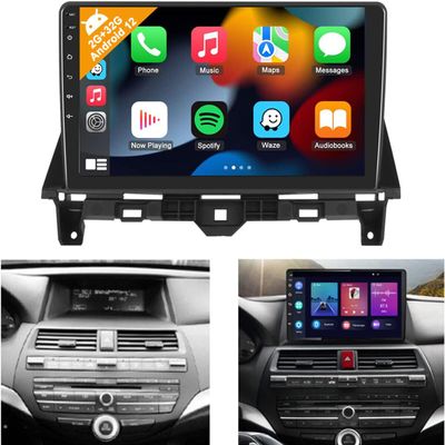 Slakerbe Android 13 Double Din Car Stereo Compatible with Honda for Accord 8th 2008-2013, 2G+32G 10" Car Stereo Radio with Wireless Carplay Android Auto GPS Navigation WiFi Mic Backup Camera