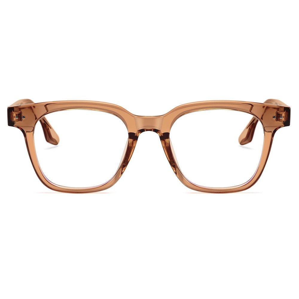Dollger Square Blue light Glasses for Women Men Oversized Frame Computer Screen Blue light Blocking Eyeglasses Fashion Clear Tea Glasses