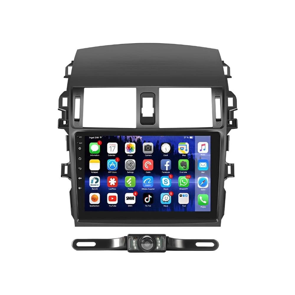 Slakerbe Android 13 Double Din Car Stereo Compatible with C*orolla 2009-2013, 2G+32G 9 Inch Touch Screen Car Stereo Radio with Wireless Carplay Android Auto GPS Navigation WiFi Mic Backup Camera