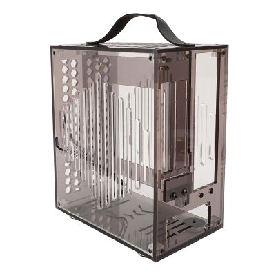 23x20.5x12cm Miniature ITX PC Case, Clear Arcylic PC Case Portable DIY Desktop Computer Case 360 Degree Open Hollow Airflow Case, Miniature ITX Desktop Computer Case (Black)