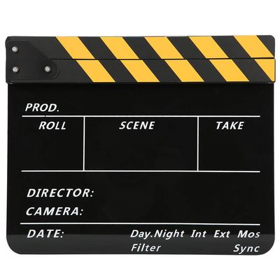 Mtlavishness R Acrylic 30X25Cm Clapperboard Director Movie Film and Television Photography Propyellow Striped Pav1Ybe (Yellow Striped Blackboard (PAV1YBE))