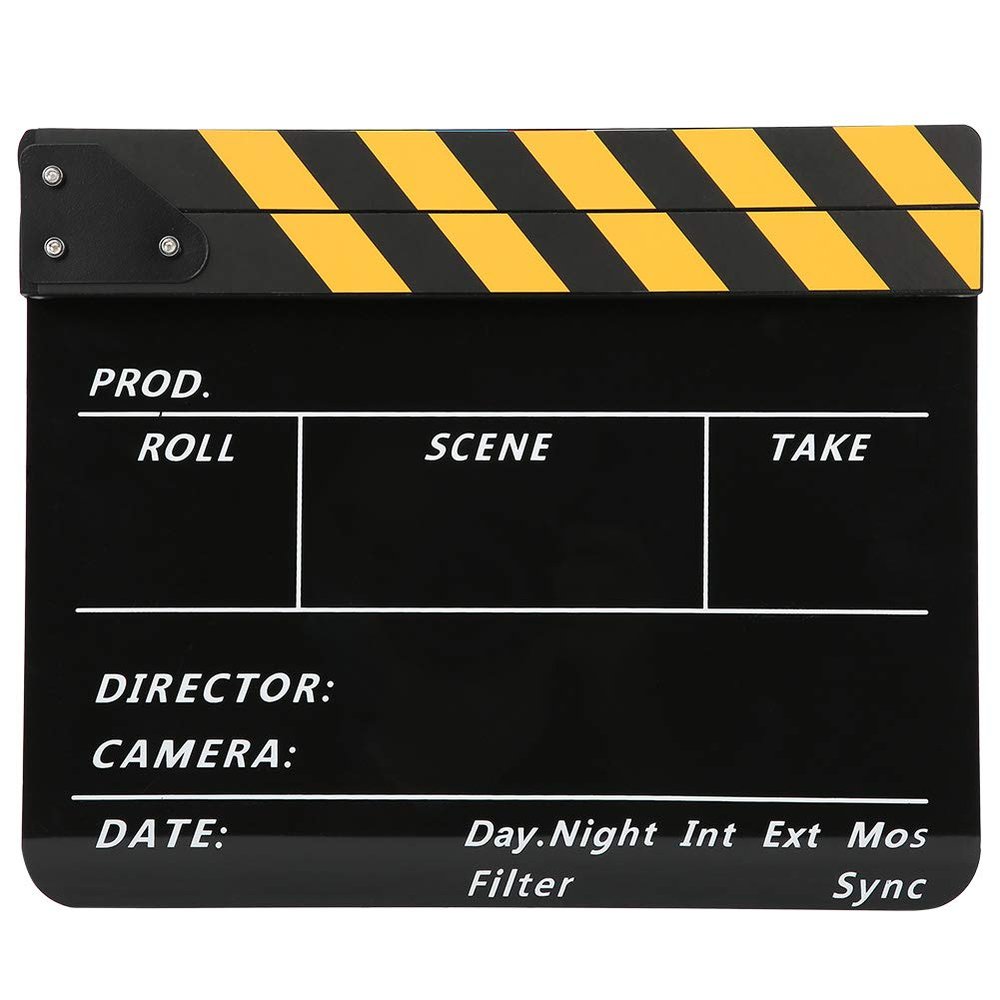Mtlavishness R Acrylic 30X25Cm Clapperboard Director Movie Film and Television Photography Propyellow Striped Pav1Ybe (Yellow Striped Blackboard (PAV1YBE))