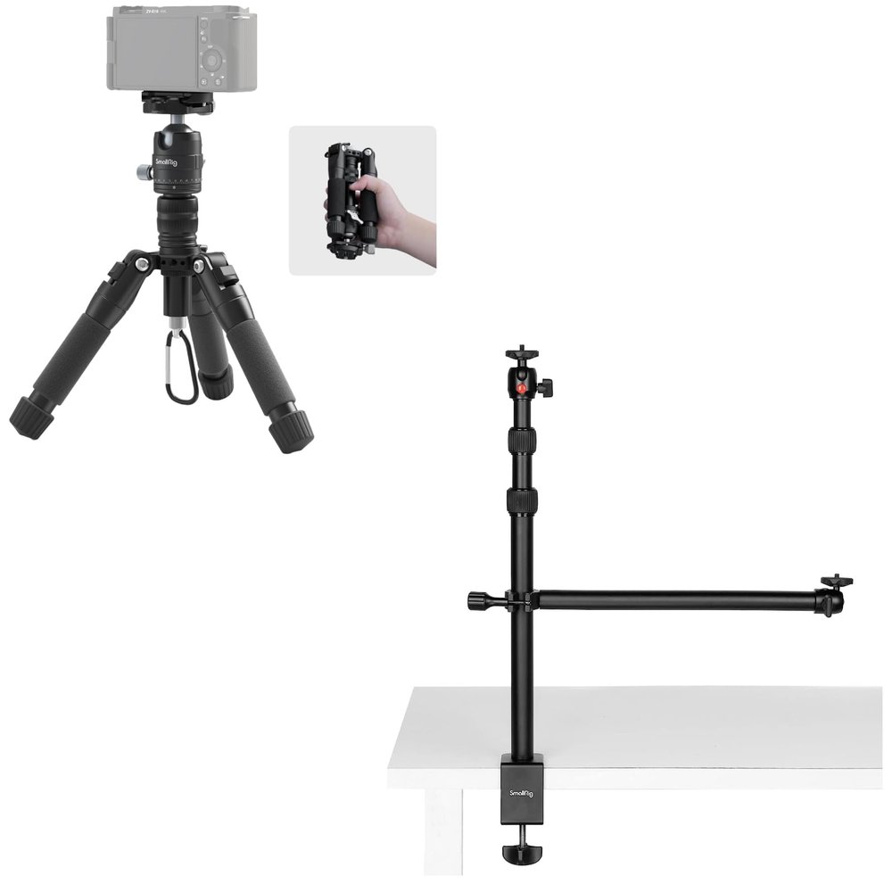 Bundle: SmallRig VT-20 Aluminum Mini Tripod and Camera Desk Mount Table Stand with Magic Arm and 1/4" Ball Head