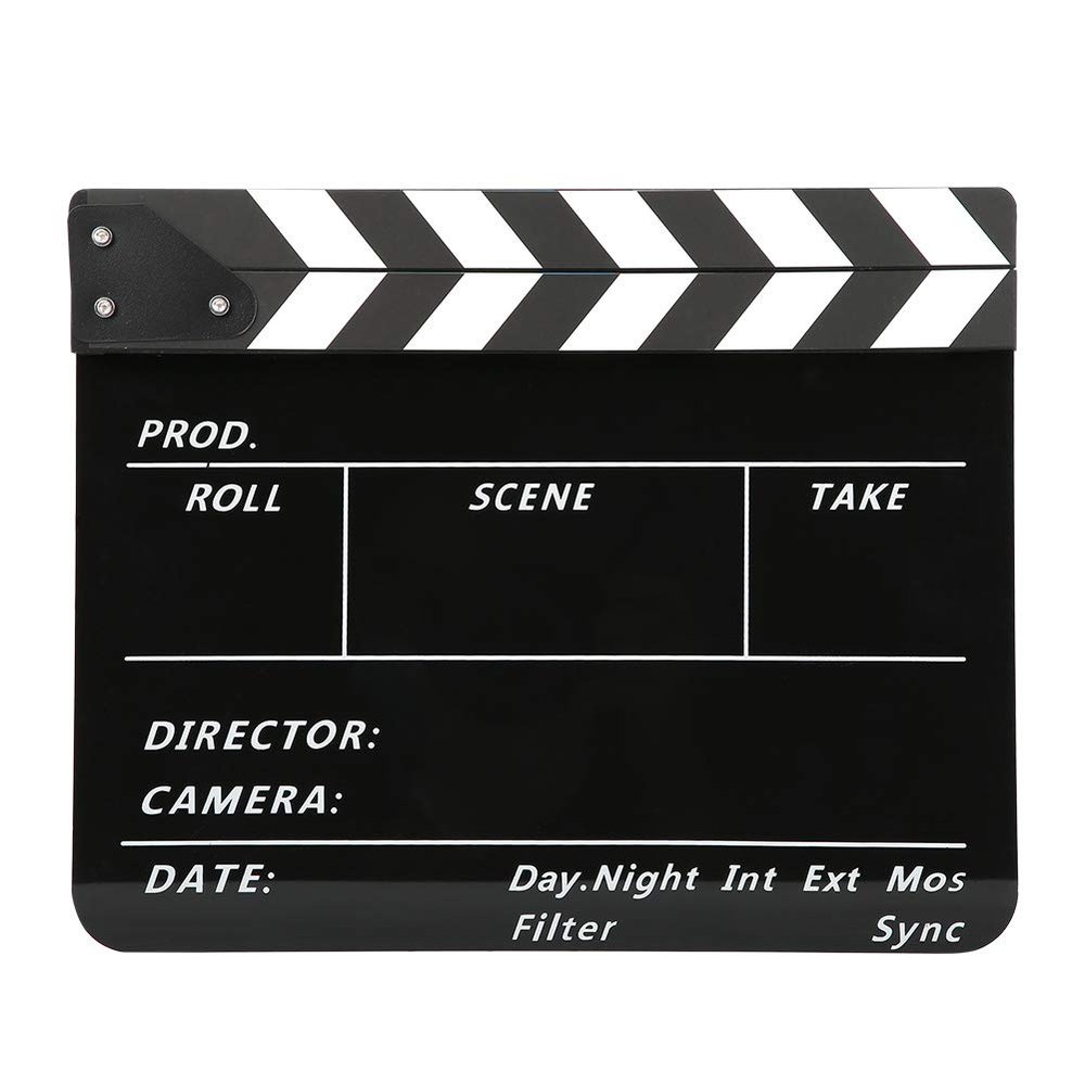 Mtlavishness R Acrylic 30X25Cm Clapperboard Director Movie Film and Television Photography Propyellow Striped Pav1Ybe (White Striped Blackboard (PAV1BBE))