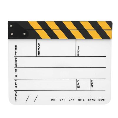 Mtlavishness V 30X25Cm Acrylic Movie Clapperboard Professional Director Action Clap Film Photography Tool Yellow Stripe White Board Pav1Ywe4 (Yellow Stripe whiteboard (PAV1YWE4))