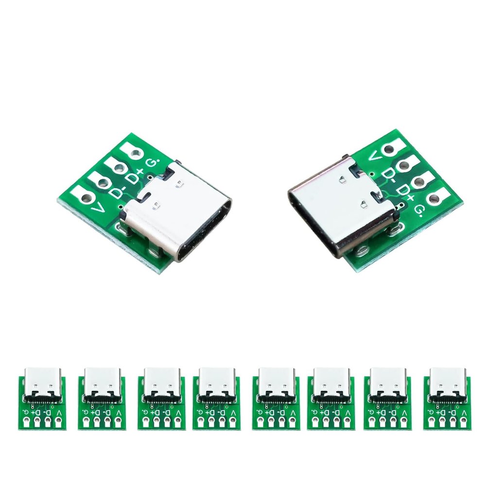 XUGERIP 10 Pcs USB 3.1 Type C Breakout Board DIY, 4 Pin 2.54mm Pitch Female Connector USB C, Type C DIY Breakout Board with PCB Converter Board