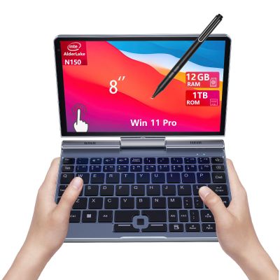 KOOFORWAY 8 Inch 2-in-1 Mini Laptop,HD Rotatable Touch Screen Support Handwriting Windows 11 Pro Small Laptop, N150,12GB RAM, 1TB SSD,Wi-Fi 6, BT 5.2,2 MP Camera,G-Sensor,HDMI,Type C Ultra Pocket PC