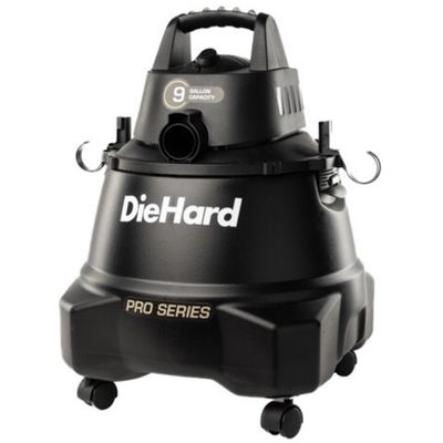 DieHard: Wet Dry Shop Vacuum - 9 Gallon, 5 HP - Black Portable Vac w/Blower, Extension Wands & Tools, Caster Wheels, Garage-Mess-Jobsite Appliance