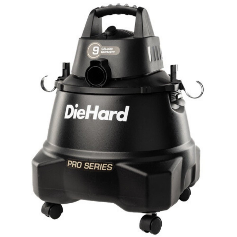 DieHard: Wet Dry Shop Vacuum - 9 Gallon, 5 HP - Black Portable Vac w/Blower, Extension Wands & Tools, Caster Wheels, Garage-Mess-Jobsite Appliance