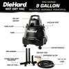 DieHard: Wet Dry Shop Vacuum - 9 Gallon, 5 HP - Black Portable Vac w/Blower, Extension Wands & Tools, Caster Wheels, Garage-Mess-Jobsite Appliance view 2