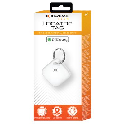 Xtreme Locator Tag Compatible with Apple Find My App (iOS only) Bluetooth Item Finder with Keychain, Key Finder, Live Location Tracker, 100dB Alert Ring, for Wallet, Keys, Pets, & Suitcases