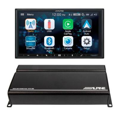Alpine Sound System Bundle: iLX-W650 7" Multimedia Receiver with Bluetooth & CarPlay + KTA-450 400W Power Pack Amplifier