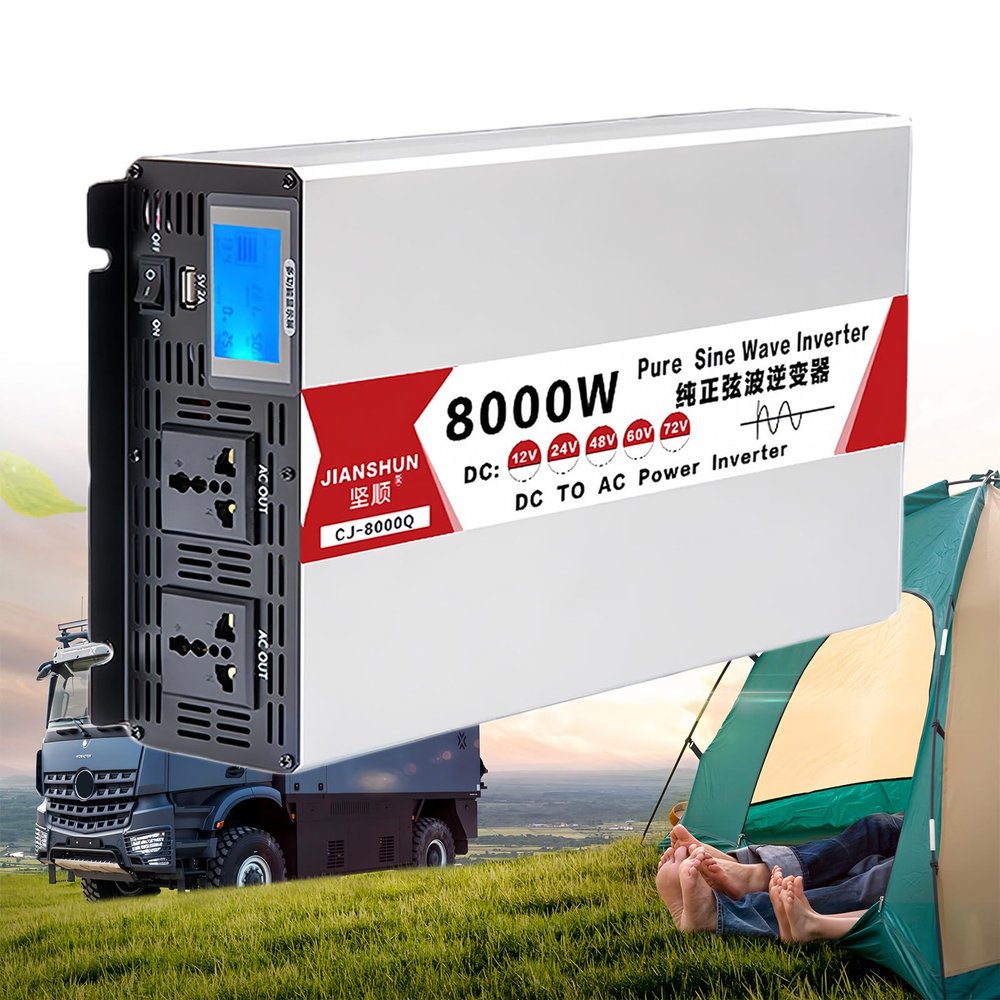 4000W 5000W 6000W 8000W Power Inverter, DC 12V 24V 48V 60V to AC 110V 220V Voltage Converter, Pure Sine Wave Power Inverter, Vehicle Power Converter, for RV/Truck/Car/Emergency/Solar ,8000W-12V