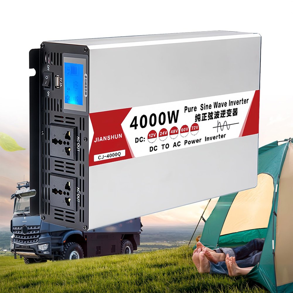 4000W 5000W 6000W 8000W Power Inverter, DC 12V 24V 48V 60V to AC 110V 220V Voltage Converter, Pure Sine Wave Power Inverter, Vehicle Power Converter, for RV/Truck/Car/Emergency/Solar ,4000W-24V