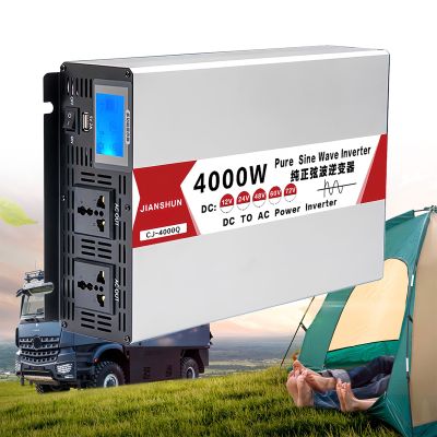 4000W 5000W 6000W 8000W Power Inverter, DC 12V 24V 48V 60V to AC 110V 220V Voltage Converter, Pure Sine Wave Power Inverter, Vehicle Power Converter, for RV/Truck/Car/Emergency/Solar ,4000W-12V