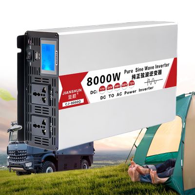 4000W 5000W 6000W 8000W Power Inverter, DC 12V 24V 48V 60V to AC 110V 220V Voltage Converter, Pure Sine Wave Power Inverter, Vehicle Power Converter, for RV/Truck/Car/Emergency/Solar ,8000W-24V