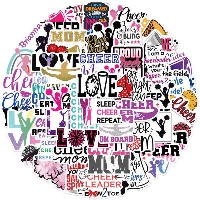50Pcs Cheerleading Stickers for Kids Teens Adults Waterproof Cheerleader Stickers for Water Bottle Scrapbook Laptop Journal Party Supplies (Cheer)