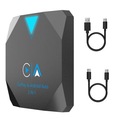 Android Auto Wireless Adapter, 2 in 1 Wireless CarPlay Adapter for iPhone, CarPlay Wireless Adapter Convert Wired to Wireless, Plug & Play for Factory Wired CarPlay Cars - Fit from 2016 and iOS 10+