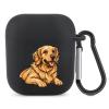 American Flag Golden Retriever USA Earphone Case Cover TPU Bluetooth Headphone Case with Carabiner Compatible with Airpods 1/2 Black-Style view 1