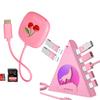 Howling Wolf USB Hub, 7 USB 3.0 Ports, Pink, 2ft Cable + USB C SD Card Reader, for iPhone 15, iPad Pro, MacBook view 1