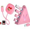 FlyingVHUB 4-Port USB 3.0 Hub, Pink, Extended Cable + USB C SD Card Reader, Compact, for iPhone 15, iPad Pro, MacBook view 1