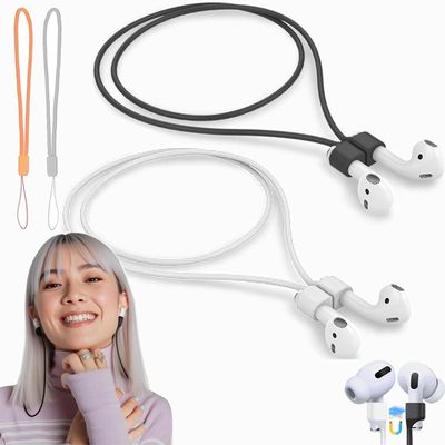 ENBRWAS 2 Pack Magnetic Anti-Loss Ear-Pods Strap | Compatible with Ear-Pods Pro/3/2/1 | Soft Silicone Sports Neck Lanyard Cord | Secure Holder for Wireless Earbuds Accessories
