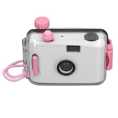 35 mm Disposable Film Camera, Retro One Time Use Film Camera with 28MM F/9 Lens, Reusable Lightweight Vintage Cam for Kids (White Pink)