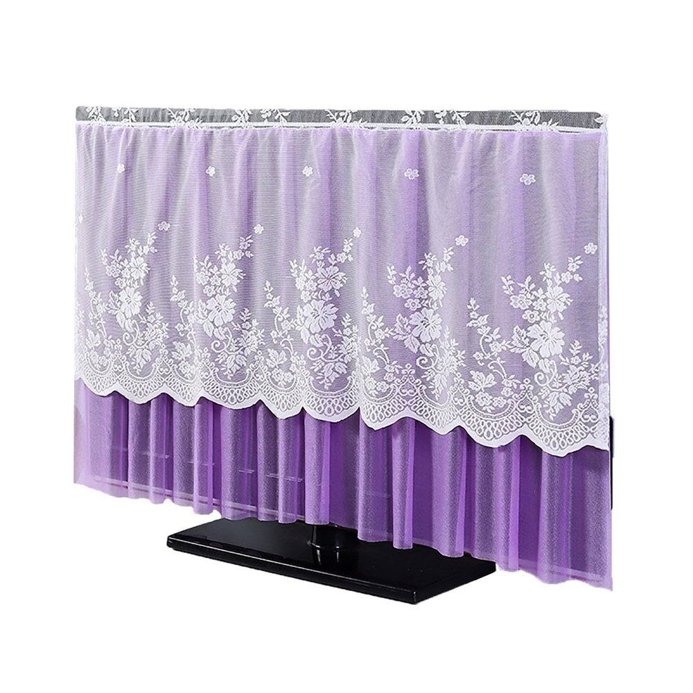 TTOBHF Lace Tv Cover Dust Cover, Indoor Tv Screens Protectors Cover, Tv Computer Display Protection Cover, Antistatic Television Monitors Tv Cover(Purple,47inch)