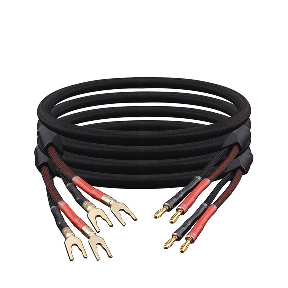 AISEER 1 Pair HiFi Speaker Cable Audio Amplifier Cable High Purity Oxygen-Free Copper with Banana 24K Gold Plug Cable(1 Meters)