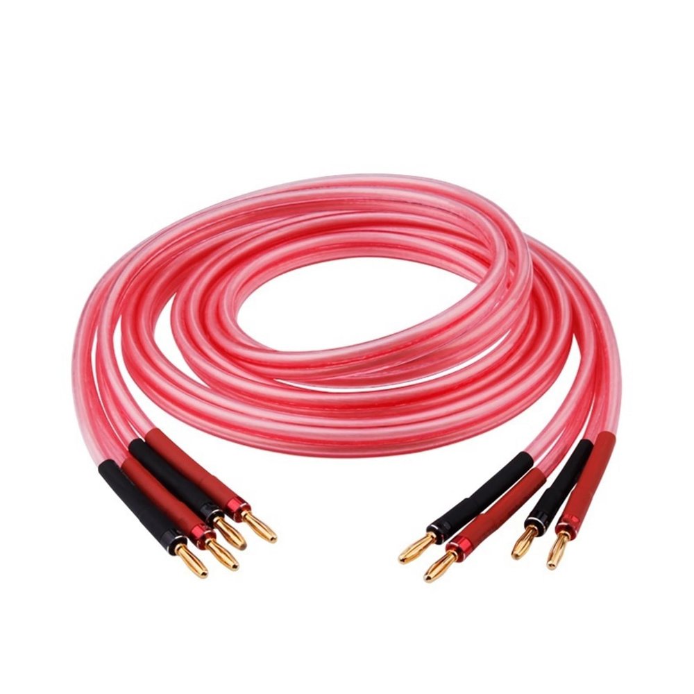 AISEER 1 Pair Oxygen-Free Copper OFC Audio HiFi Speaker Cable Banana Plug to Banana Plug Speaker Cable Center Audio Speaker Cable(1 Meters)