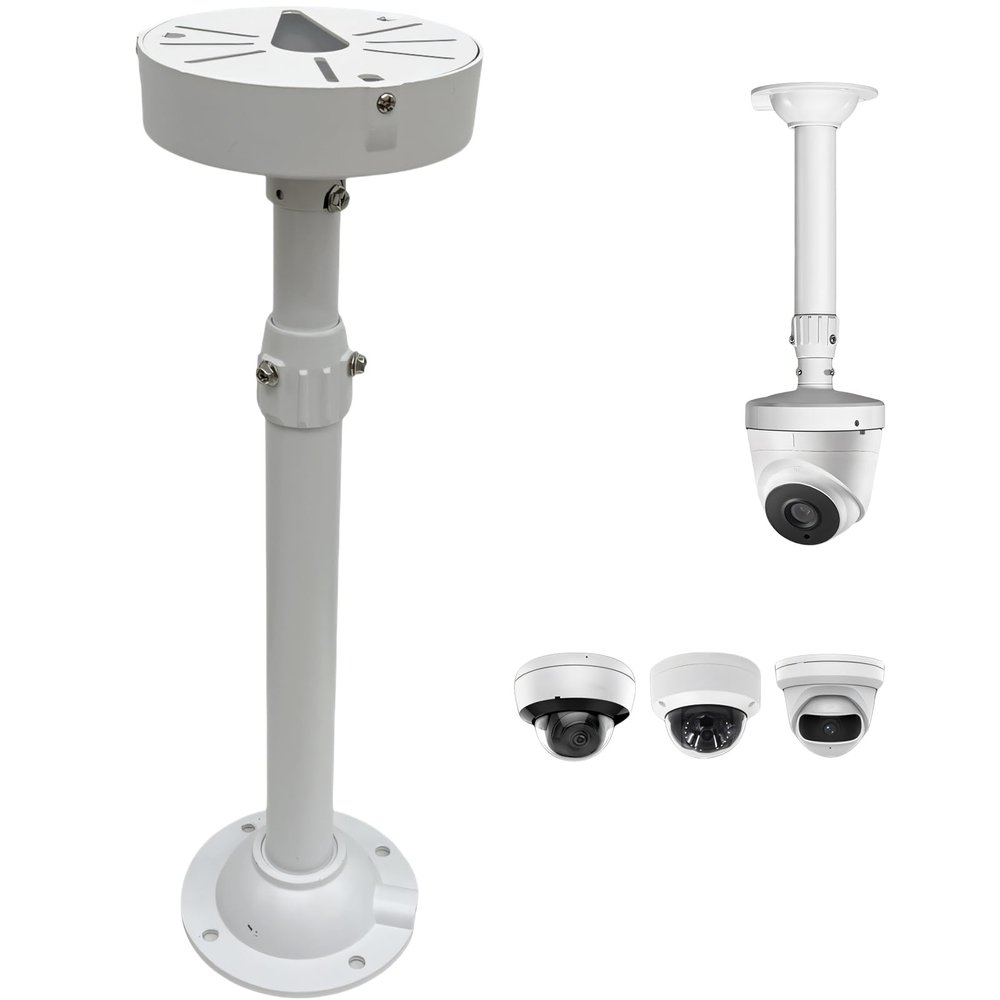 15.7-23.5in Telescopic Indoor and Outdoor Camera Bracket Metal Hoisting Ceiling Bracket, Used for Security Dome Network Camera Installation (40-60CM-PQ)