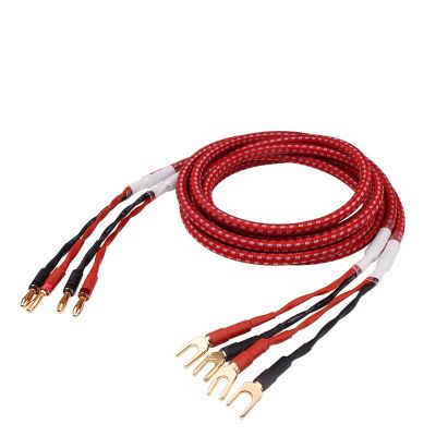 AISEER Pure Copper DIY Speaker Wire with Banana Plug Y Plug Main Speaker Surround Sound Cable Connection Dedicated Cable(1 Meters)
