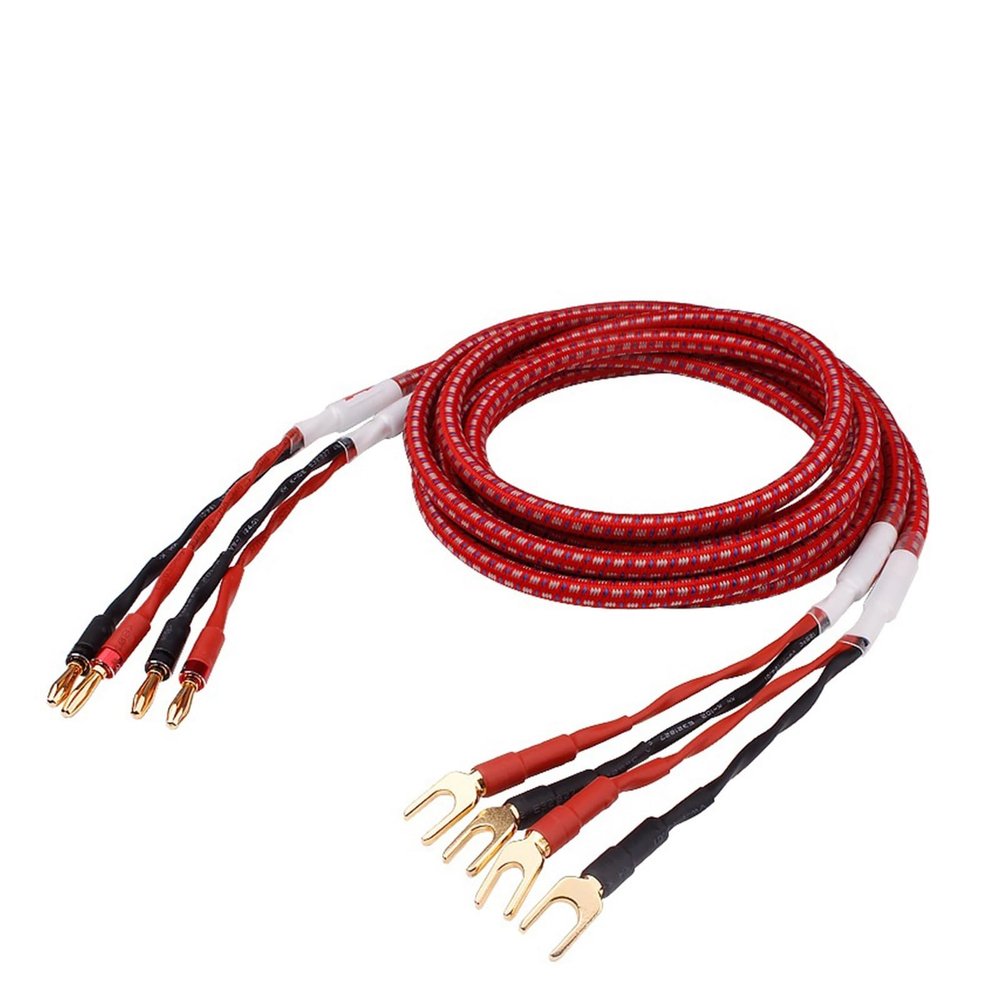 AISEER Pure Copper DIY Speaker Wire with Banana Plug Y Plug Main Speaker Surround Sound Cable Connection Dedicated Cable(1 Meters)