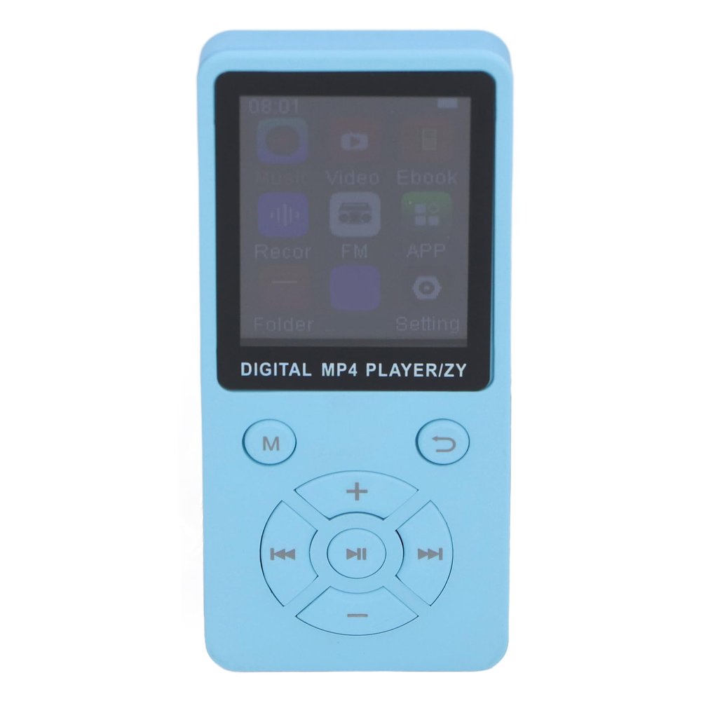 64GB MP3 Player with, 1.8 Inch Screen Portable HiFi Music Player with Speaker Video FM E Book Earphone Support Up to 128GB, Faster Speed, Lower Latency (Blue)