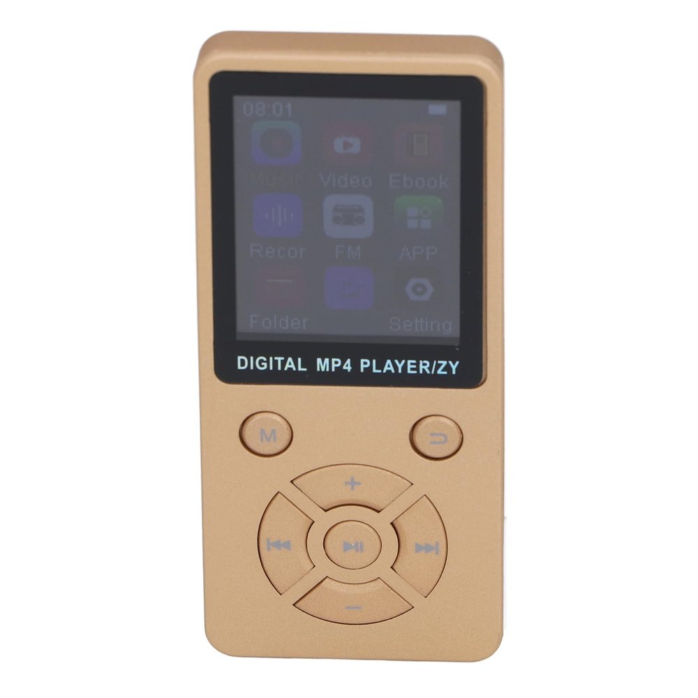 64GB MP3 Player with, 1.8 Inch Screen Portable HiFi Music Player with Speaker Video FM E Book Earphone Support Up to 128GB, Faster Speed, Lower Latency (Gold)