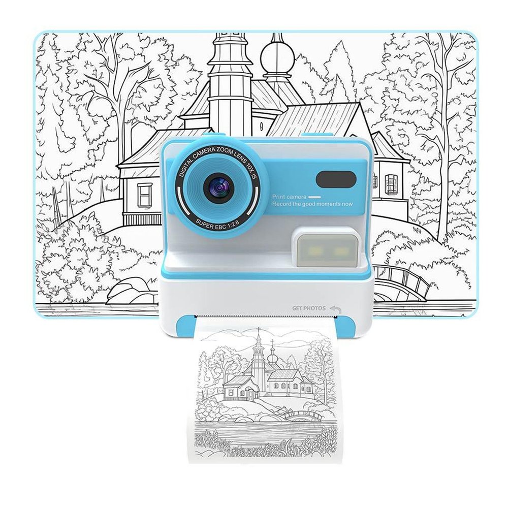 Instant Print Camera, 1080P 48MP HD Dual Lens Point and Shoot Camera, 16X Digital Zoom, 2.4in Screen, Instant Digital Camera and Photo Printer with 3 Rolls Printing Papers