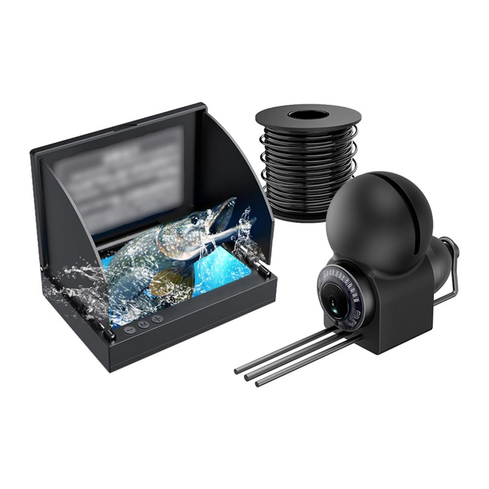 GMBAYUE Portable Underwater Fishing Camera with 4.3" IPS Monitor, Fishing Camera Ice Vexilar Fish Find, 5000 Mah Li-Battery, IP68 Water Resistant, for Lake, Boat, Ice Fishing(15 Meters(49 ft))