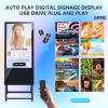 JIYANG 32 Inch Indoor Digital Signage Display,Floor Standing Advertising Digital Kiosk with Wheels,Portable LCD Poster Totem Support HDMI Input,Split Screen,Timed Open/Off,Android System view 2